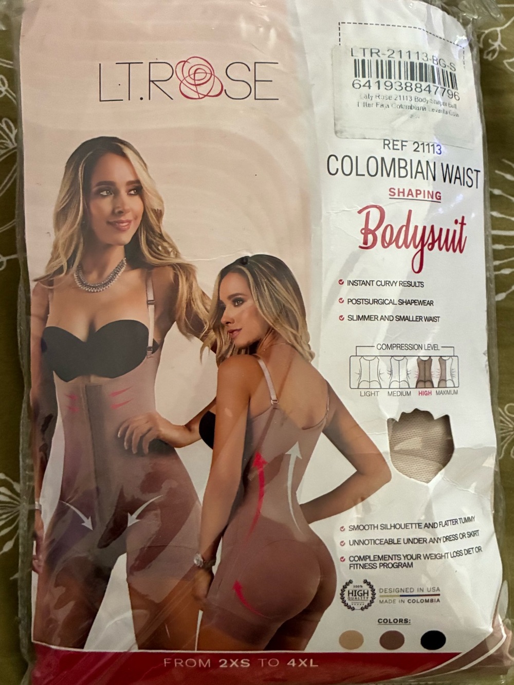 LT. ROSE Colombian Waist Shaping Bodysuit - Nude Size Small